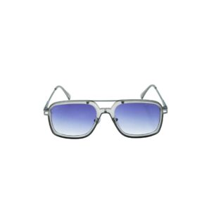 Daniel Karter Transparent Grey Pilot Sunglasses with Blue Gradient Lenses