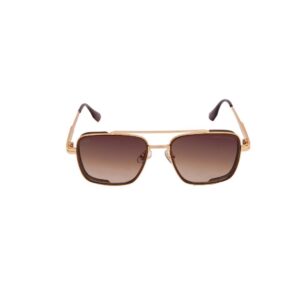 Daniel Karter Gold Squared Pilot Sunglasses with Brown Gradient Lenses