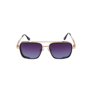 Daniel Karter Gold Squared Pilot Sunglasses with Blue-Violet Gradient Lenses