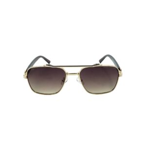 ​Daniel Karter Gold Squared Pilot Sunglasses with Brown Gradient Lenses and DK Temple
