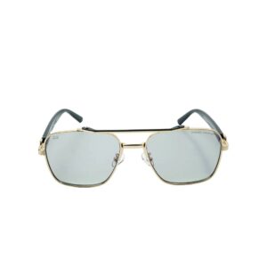 Daniel Karter Gold Squared Pilot Sunglasses with Silver Mirror Lenses