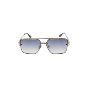 ​Daniel Karter Gold Squared Shield Sunglasses with Purple-Blue Gradient Lenses