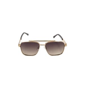​Daniel Karter Gunmetal Squared Pilot Sunglasses with Blue Gradient Lenses