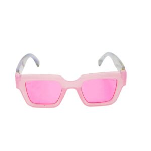 Daniel Karter Translucent Pink Acetate Rectangle Sunglasses | 'The Pink Pop