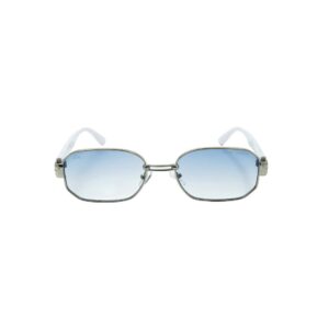 Daniel Karter Stellar Octagon White & Silver Sunglasses with Blue Gradient Lens