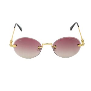 The AURA Rimless Round Sunglasses - Gold & Bloody Gradient