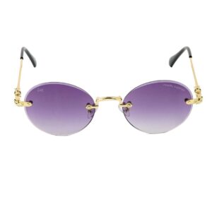 The AURA Rimless Round Sunglasses - Gold & Lavendar Gradient