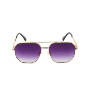 The MAJESTY Geometric Aviator Sunglasses - Gold & Purple Gradient