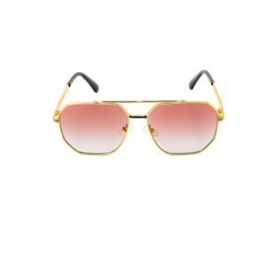 The MAJESTY Geometric Aviator Sunglasses - Gold & Red Gradient
