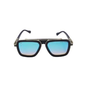 Daniel Karter Navigator Square Aviator with Blue Mirror Lens