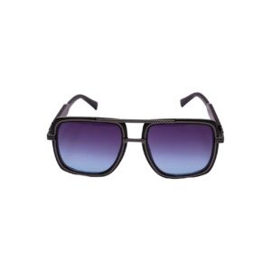 DK Golden Hour Square Aviator Sunglasses (Black/Rose Gold Frame, Purple Len 2)