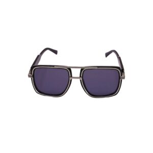 DK Golden Hour Square Aviator Sunglasses (Black/Rose Gold Frame, Purple Len 3)