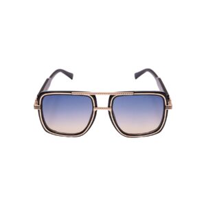 DK Golden Hour Square Aviator Sunglasses (Black/Rose Gold Frame, Purple Gradient  Lens 3)