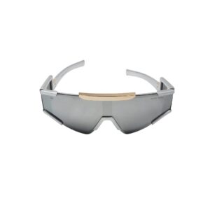 Daniel Karter | Velocity Futuristic Shield Sunglasses - White & Gold Frame